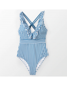 Womens One Piece Body Suit  ,,Blue And White Stripe“
